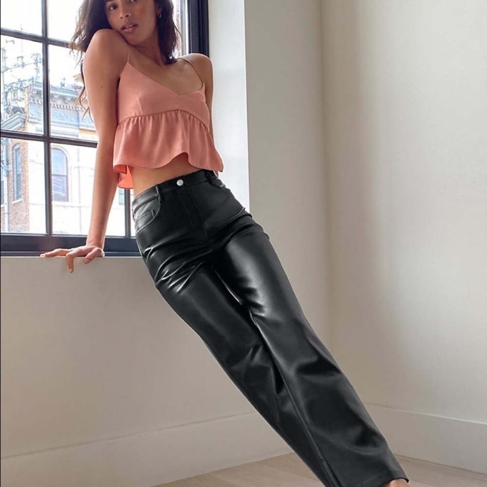 Aritzia Wilfred Melina Straight Leg Pant Black small NWOT faux leather